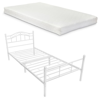 Metallbett Florenz 120x200 cm mit KaltschaummatratzeWeiß en.casa