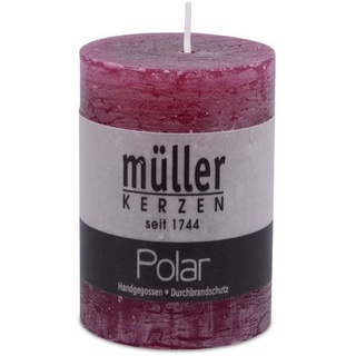 Müller Rustik Stumpenkerzen Polar 100/68 mm - Lila / Beere - durchgefärbte Kerzen mit ca. 45 Stunden Brenndauer (4 Stück)