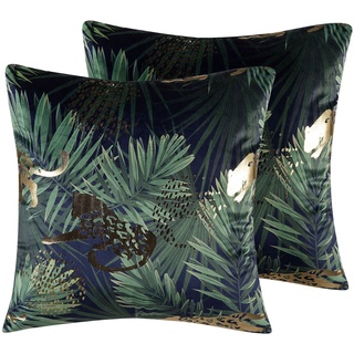 Dekokissen 2er Set 45x45 cm Polyester Dschungel-Muster dunkelgrün Bellerose