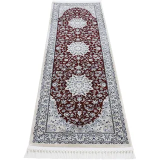 carpetfine Orientteppich Nain Diane Rot 80x600 cm Läufer | Tradtioneller Teppich für Schlaf- und Wohnzimmer