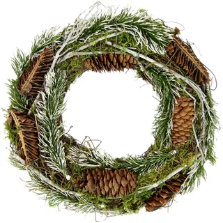 Kunstkranz I.GE.A. "Natur-Kranz Tannenzweige/Zapfen/Reisig", beige (natur), B:25cm H:25cm L:7cm, Natur, Kunstpflanzen, Weihnachtskranz Dekokranz Kranz Adventskranz Türkranz Weihnachtsdeko