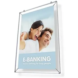 net-xpress Spannrahmen DIN A0 Posterrahmen Alu silber | für Poster A0 | Plakatrahmen für Schaufenster & Werbung | leichter Bilderrahmen mit Aufhängung – Posterhalter Rahmen DIN A0 Aluminium