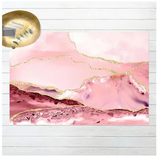 Bilderdepot24 Teppich Vinyl Wohnzimmer Schlafzimmer Flur Küche Steinoptik Abstrakt, rechteckig - rosa glatt, nass wischbar (Küche, Tierhaare) - Saugroboter & Bodenheizung geeignet rosa 280 cm x 210 cm