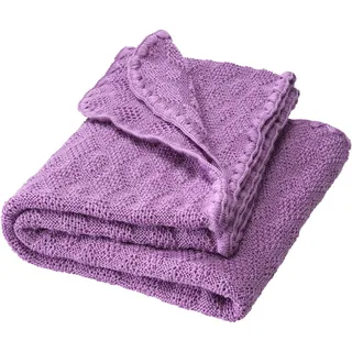WOLL-BABYDECKE Baby & Kinder - 100% Bio-Merino – kuschelig weich & warm - 80 x 100 cm - nachhaltig & fair - im zeitlosen Ajour-Muster, ideal für Neugeborene - Made in Germany | Flieder