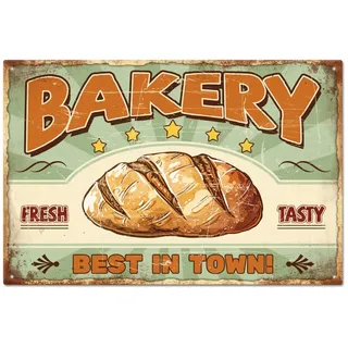 GLOBLELAND "Bakery Fresh Tasty Best In Town" Lustiges Blechschild Mit Bäckerei Motiv 12x8zoll/3x2cm Für Garage Garten Schilder Kunstplakette Poster Wanddekoration Für Bar Club Kaffee