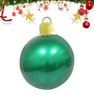 BRTNUP Weihnachten Aufblasbar Ball 60cm Riesen Weihnachtskugeln Große Weihnachtskugeln Ornamente PVC Aufblasbarer Weihnachtsball für Weihnachten Hof Veranda Garten (Grün)