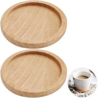 Lonimia 2 Stücke Kerzentellerl,Mini Runde Untersetzer aus Bambus,Holzplatte Der Teller für Taufkerzen Hochzeitskerzen der Kerzenuntersetzer Teller ist ideal(Ø 8,8 cm)