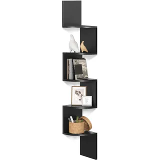 VASAGLE Eckregal, Wandregal 5 Ebenen, Schweberegal für Bücher, Bücherregal, Pflanzenregal für Schlafzimmer, Wohnzimmer, Badezimmer, Homeoffice, tintenschwarz