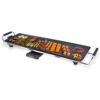 BEPER P101BBQ070 XL Elektrischer Teppanyaki-Grill 70 x 23 cm, Antihaftbeschichtung mit einstellbarem Thermostat, hitzebeständigen Griffen, Fettauffangschale und abnehmbarem Kabel, 2000 W, BPA- und PFO