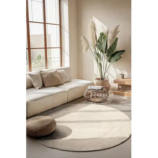 HANSE HOME Rangpur Juteteppich 140 x 140 cm Beige/Weiß