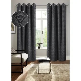 Bruno Banani Verdunkelungsvorhang BRUNO BANANI "Alessio" Gr. 1, grau (anthrazit), B:130cm H:145cm, Polyester, Gardinen, Elegantes Muster, Jacquard, verdunkelnder Vorhang, blickdicht, modern