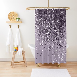 ZGDPBYF Duschvorhang, glitzernder Lavendel-Lady-Glitzer (künstlicher Glitzer) glänzend, wasserdicht, Duschvorhang, Stoff, Badezimmer-Dekor mit Haken, 150 x 180 cm (B x H)