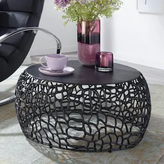 FineBuy Metall Sofatisch Ø 66 cm Tisch Wohnzimmertisch Rund Aluminium