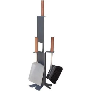 Kaminbesteck 3 Teile Kamin Besteck 18x62x14cm Edelstahl Nussholz weiß neu