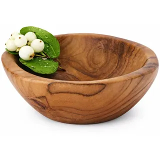Windalf Teakholz Schale 12 cm – Runde Deko-Schale aus massivem Teak Holz – Kleine Holzschale für Schmuck, Schlüssel & Wohnaccessoires – Natur Unikat