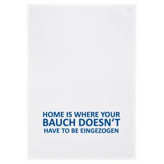 WestCraft Geschirrtuch Spruch Geschirr-Tuch Küchen-Tuch - Geschirr Handtuch 50 x 70 cm HW064A, (1-tlg), Home is where your Bauch doesnt have to be eingezogen blau