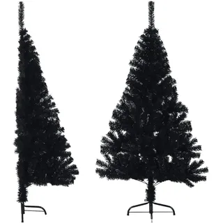 Myheimly Künstlicher Halber Weihnachtsbaum mit Ständer Christbaum Tannenbaum Dekobaum Kunstbaum Weihnachten Dekoration WeihnachtsdekoSchwarz,150 x 95 cm