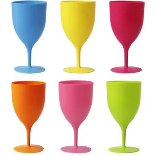 Weingläser Kunststoff Unzerbrechlich Bunt Weinbecher Cocktailgläser Margarita Martini Mojito Saft Gläser Eisbecher Champagnerkelche Sektgläser für Zuhause Bar Pub Café Ostern Party Deko 6 Stück