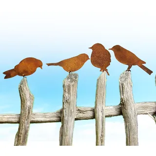 4 Stück Rost Vögel Rost Vogel mit Schraube Metall Gartendeko Für Draußen Edelrost Vögel für Garten Terrasse Balkon Bäume Pfähle oder Zäune