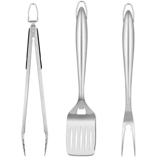 Homikit Grillbesteck 3-tlg. Edelstahl/Silikon Silber/Weiß