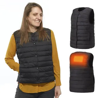 Iris Ohyama Woozoo, Beheizbare Weste/Heizweste, L, Damen, 4 Heizstufen von 38 bis 53° C, Leicht & fein für hohen Komfort, Sport, Aktivitäten im Freien - Heated Vest HW-01 - Schwarz