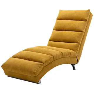 STILVORA Relaxliege Chaiselongue Leinen Senfgelb 84x148x55 cm mit Vibrationsmassage Seitentasche, ergonomische 140 Grad Rückenlehne, stabiler Holzrahmen