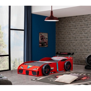 Relita Kinderbett Eco, Autobett mit Staufach vorne rot