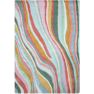KADIMA DESIGN Wollteppich abstrakt Grün-Bunt 160 x 230 cm - DERWENT Kadima Design