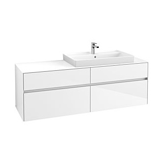 Waschbeckenunterschrank 160 x 55 cm Glossy White