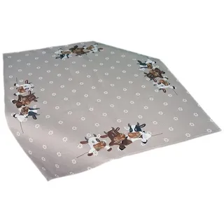 texpot Tischdecke Tischläufer Stickerei Kühe Ostern Frühling (1-tlg) beige Quadratisch | 85 cm x 85 cm