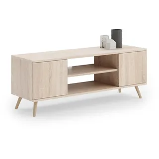 KOBI S.C. TV-Schrank FOCUS TV-Lowboard 155 cm Sonoma-Eiche skandinavisch mit Holzbeinen beige