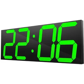 Ymiko Große Digitale Wanduhr LED Außen, Elektronische Wanduhr Uhr für den Inlandsnutzung elektronische Uhr Digitale LED 100-240 V mit Fernbedienung (Grün)