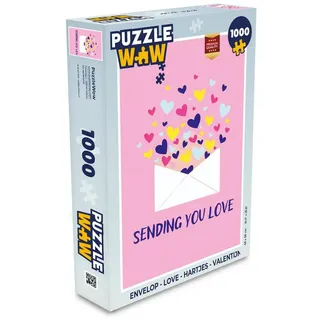 MuchoWow Puzzle Umschlag - Liebe - Herzen - Valentinstag, 1000 Puzzleteile, Foto-Puzzle, Bilderrätsel, Puzzlespiele, Klassisch 48 cm x 68 cm x 2 cm | Hochformat
