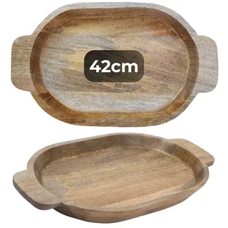 Tablett Kahla - 42x25 cm Massivholz Deko- und Serviertablett oval