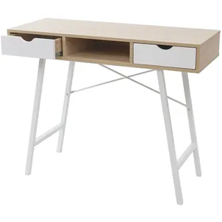 Décoshop26 - Beistelltisch/Schreibtisch/Konsole mit Schubladen 100 x 40 cm weiß/braun/natur skandinavisches Design 04_0005053
