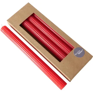 Boltze Stabkerze Classic (4-tlg., rot, 25 cm, aus Wachs, geriffelte Oberfläche, klassisches Design, Stabkerze, Kerze, rote Kerze, Deko) 2048492