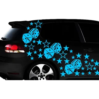 HR-WERBEDESIGN 93-teiliges Sterne Würfel Cube Star Auto Aufkleber Tuning WANDTATTOO Blumen