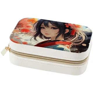 KengjuTesu Japanisches Manga-Mädchen-Schmuckkästchen, tragbar, Reise-Schmuck-Organizer, Etui, Ohrringe, Ringe, Halsketten, Display-Aufbewahrungsboxen für Frauen, Mädchen, Brautjungfern, Geschenke