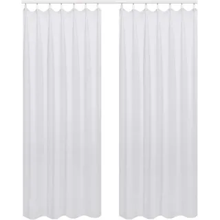 Woltu Vorhang Blickdicht Gardinen mit Kräuselband für Schiene, 2er Set Leichte & weiche Verdunklungsvorhänge wärmeisolierend Thermovorhang Kälteschutz für Wohnzimmer Schlafzimmer, 135x225cm Grau Weiß