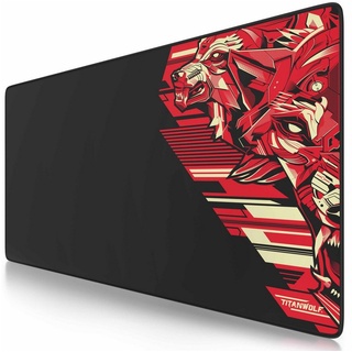 Titanwolf Gaming Mauspad, XXL, glattes Stoffgewebe, Speed Mousepad 900 x 400mm große Fläche rot|schwarz