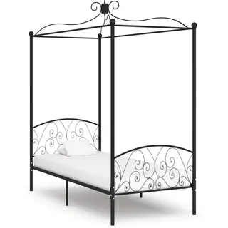 vidaXL Himmelbett-Gestell Schwarz Metall 90 x 200 cm