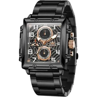 Herrenuhr, 41 mm quadratisches Zifferblatt, Edelstahlarmband, kratzfestes Glas, 30 m wasserdicht, Quarzwerk, modische Businessuhr