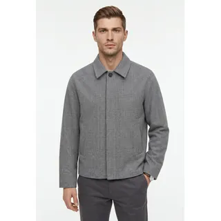 Outdoorjacke JACK & JONES "JJEHARRIS SHORT COAT SN", Herren, Gr. M, grau (light grau melange checks:check), Web, Obermaterial: 75% Polyester, 20% Wolle, 5% sonstige Fasern, kariert, meliert, regular fit taillenbedeckt, Jacken Outdoorjacke