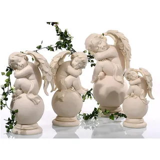 Geschenkestadl 2 Stück Engelfiguren sitzend auf Kugel 14,5 cm Engel Figur