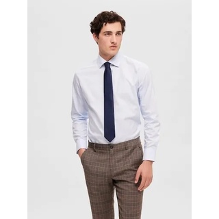 Langarmhemd SELECTED HOMME "SLHREGDUKE-NON IRON SHIRT LS NOOS" Gr. L, N-Gr, blau (skyway) Herren Hemden Langarm
