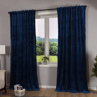 Gardinenbox Milano Schlaufen 135 x 280 cm Blau 2 Stück