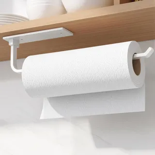 Weiß KüChenrollenhalter Ohne Bohren Kuchenroller Halter,Selbstklebend Praktisch Rollenhalter Unter Dem Schrank FüR KüChe Aufbewahrung & Organisation KüChenrollenhalter Wand