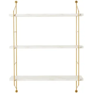 [en.casa] Wandregal, Weiß, Metall, 3 Fächer, 48x63.5x15 cm, Wohnzimmer, Regale, Wandregale