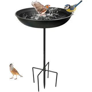 Vogeltränke Stehend für Garten, Vogeltränke Winterfest Groß mit 5 Erdspieß, Vogelbad Garten Schüssel Wildvogeltränken Metall, Wasserschale für Vögel, Spa-Vogelfutterstation für Balkon Terrasse Hof