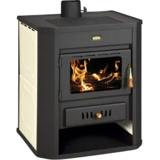 : Wasserführender Kaminofen Prity WD W15, weiß - 22kW + Herdplatte + BIMSCHV II - Weiß